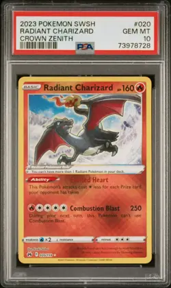 2023 Pokemon Radiant Charizard Crown Zenith Holo Rare #020 PSA 10 - Image 1