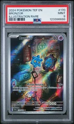 2024 Pokemon TEF EN Bronzor ILLUSTRATION RARE FULL ART 170/162 PSA 9 MINT - Image 1