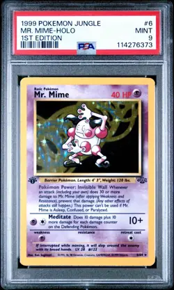 1999 Pokemon TCG 1st Edition Mr. Mime 06/64 Jungle Holo PSA 9 - Image 2