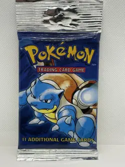 1999 Pokemon Base Set Booster Pack Blastoise Art Long Crimp Heavy 21.4g Sealed - Image 2
