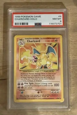 1999 POKEMON GAME CHARIZARD HOLO # 4/102 Base Set Original PSA 8 NM-MT - Image 1