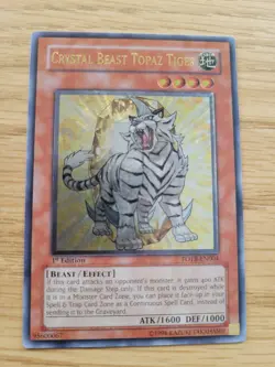 Yugioh Cystal Beast Topaz Tiger Ultimate Rare FOTB-EN004 1st Edition Near Mint - Image 1