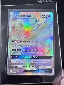 Pokemon TCG Lunala GX Rainbow Secret Rare Card Sun & Moon 153/149 - Image 1