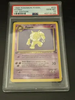 Hypno 23/62 1st Edition Fossil Set Rare Pokemon Card PSA 10 Gem Mint - Image 1