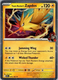 Pokemon Card Team Rocket's Zapdos 070/182 Cosmos Holo - Near Mint - Image 1