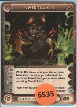 (6535) KHRITLAAN 75/60/55/25/45 Super Rare Foil Chaotic Card - Unused Code - Image 1