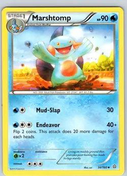 Pokemon TCG Marshtomp XY Primal Clash 34/160 Regular Uncommon Card NM - Image 1