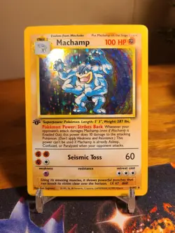 Pokemon TCG Machamp Base Set Holo Unlimited Holo Rare 1st Edition Card 8/102 LP - Image 1
