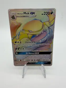 Pokemon Card Alolan Muk GX 157/147 Burning Shadows Holo Rainbow Secret Rare NM - Image 1