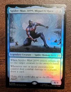 Spider-Man MtG, Spider-Man 2099, Miguel O'Hara Mythic SPE 0008, Foil & SPM 0150 - Image 5
