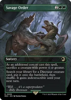 Savage Order - Foil - Borderless Jurassic World Magic mtg Light Play English x1 - Image 1
