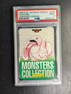Vintage Pokemon 1996 Japanese ? Bandai Carddass Vending Lickitung #108 ?? PSA 9 - Image 2