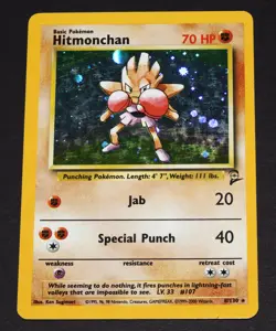 Hitmonchan 8/130 - Holo Rare - Base Set 2 - Pokemon TCG - LP Vintage - Image 1