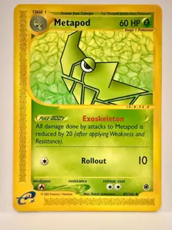 🇨🇦 ☘ LP+ Metapod 87/165 Pokemon Expedition E Reader Series Vintage Card 2002 - Image 1