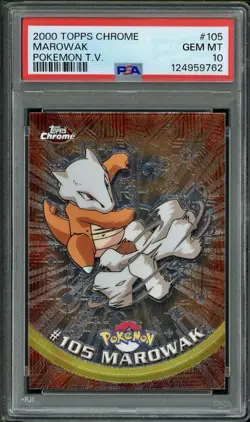 PSA 10 GEM MINT Marowak Topps Chrome Series Holo 2000 Pokemon Card #105 - Image 1