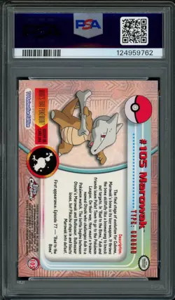 PSA 10 GEM MINT Marowak Topps Chrome Series Holo 2000 Pokemon Card #105 - Image 2