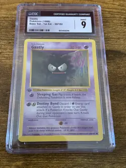 1999 Pokemon Base Set 1st Edition Gastly #50/102 PSA 9 - Image 1