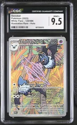 2025 POKEMON WHT EN-WHITE FLARE ILLUSTRATION RARE #120 SWOOBAT CGC 9.5 - Image 1