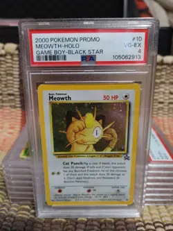 2000 Pokemon Promo Black Star #10 Meowth-Holo Game Boy-Black Star PSA 4 - Image 1