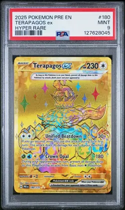 2025 POKEMON PRE EN-PRISMATIC EVOLUTIONS HYPER RARE #180/131 TERAPAGOS EX PSA 9 - Image 1