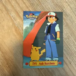 Topps Series 1 1999 TV Animation Ed ASH KETCHUM TV1 Pokemon Character Card - Image 1