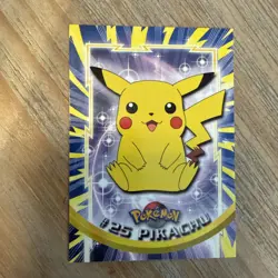 PIKACHU #25 - BLACK Logo - Non-Holo - SERIES 1 - TOPPS POKEMON CARD - Image 1