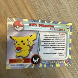 PIKACHU #25 - BLACK Logo - Non-Holo - SERIES 1 - TOPPS POKEMON CARD - Image 2