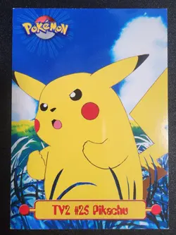 TV2 #25 Pikachu 1999 Pokemon Black Label Topps Series 1 Card - LP+ - Image 1