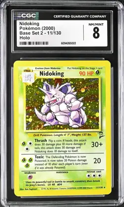 CGC 8 Nidoking Base Set 2 11/130 Holo SWIRL 2000 Pokemon Card NM/MINT psa - Image 1