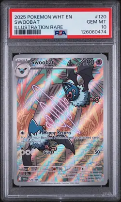 2025 POKEMON WHT EN-WHITE FLARE ILLUSTRATION RARE #120 SWOOBAT PSA 10 - Image 1