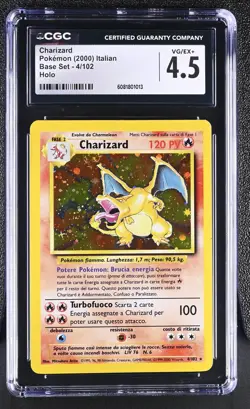 CGC 4.5 Italian Charizard 2000 Base Set 4/102 Holo Pokemon Card - Image 1
