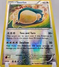 Snorlax #77/124 - 2016 Pokemon TCG Rare Reverse Holo Card - NM - Image 1
