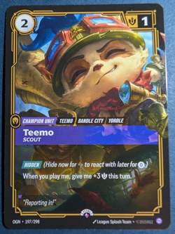 Riftbound Origins League of Legends TCG Teemo Promo Card 197/298 English NM - Image 1
