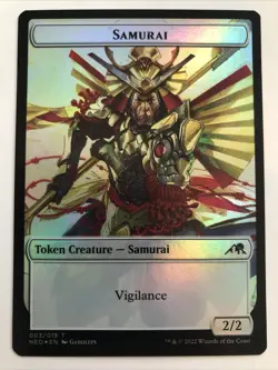 MTG Kamigawa: Neon Dynasty Samurai/Treasure Token Foil 003/019 017/019 - Image 1