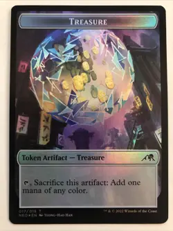 MTG Kamigawa: Neon Dynasty Samurai/Treasure Token Foil 003/019 017/019 - Image 2