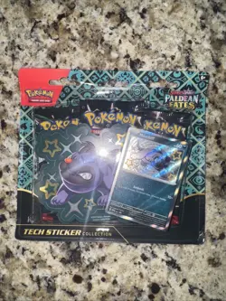 Pokemon S&V Paldean Fates Shiny Maschiff Tech Sticker Collection 3 Pack Blister - Image 1