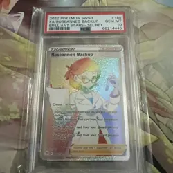 2022 Pokemon SWSH #180 Roseanne's Backup SECRET Brilliant Stars PSA 10 GEM MINT - Image 1