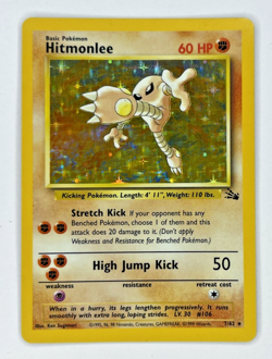 Pokemon TCG Hitmonlee 7/62 Fossil Set Vintage Holo Rare Unlimited LP - Image 1