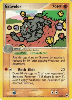 Graveler 34/92 Legend Maker Uncommon Normal Pokemon TCG - Image 1