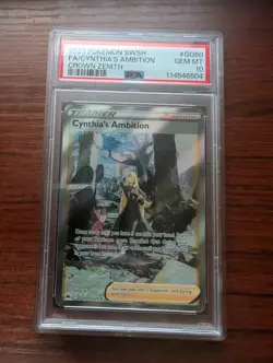 2023 Pokemon SWSH Crown Zenith #GG60 Full Art Cynthia's Ambition PSA 10 Gem Mint - Image 1