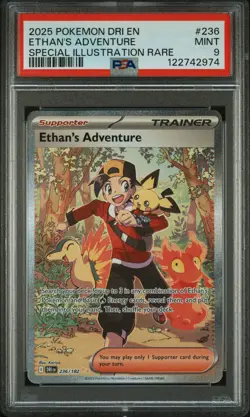 2025 POKEMON DRI EN-DESTINED RIVALS #236 ETHAN'S ADVENTURE PSA 9 - Image 1