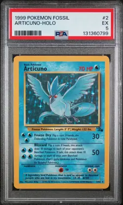 1999 POKEMON FOSSIL #2 ARTICUNO-HOLO PSA 5 - Image 1