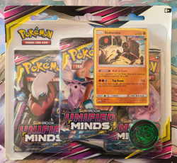 Pokemon Sun & Moon Unified Minds 3-Pack Blister New Sealed w/ Stakataka Promo - Image 1