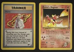 ?? Vintage Pokemon Gym Heroes, Challenge rare uncommon lot Blaine Magmar - Image 1
