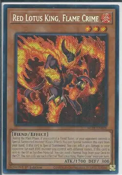 Yugioh! Red Lotus King, Flame Crime - BLTR-EN028 - Secret Rare - 1st Edition Nea - Image 1