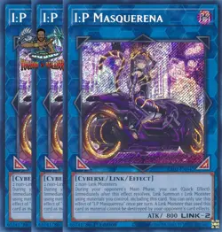 Yugioh! 3x I:P Masquerena Alt Art RA02-EN042 Secret Rare 1st Ed NM - Image 1