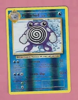 POKEMON POLIWHIRL REVERSE HOLOGRAM CARD NR- MT FREE SHIPPING - Image 1