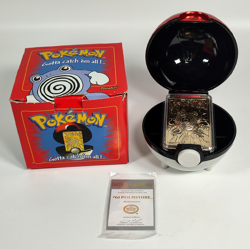 Pokemon #61 Poliwhirl Burger King 23k Gold Plated Trading Card & Pokeball 1999 - Image 1