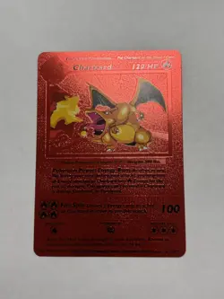 CHARIZARD 4/102 Base Set Vintage Red Foil RARE Fan Art Display Card NM - Image 1