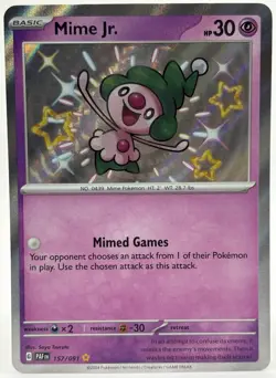 Mime Jr. #157/091 Shiny Holo Rare Paldean Fates NM/M Pokemon TCG Card - NM - Image 1